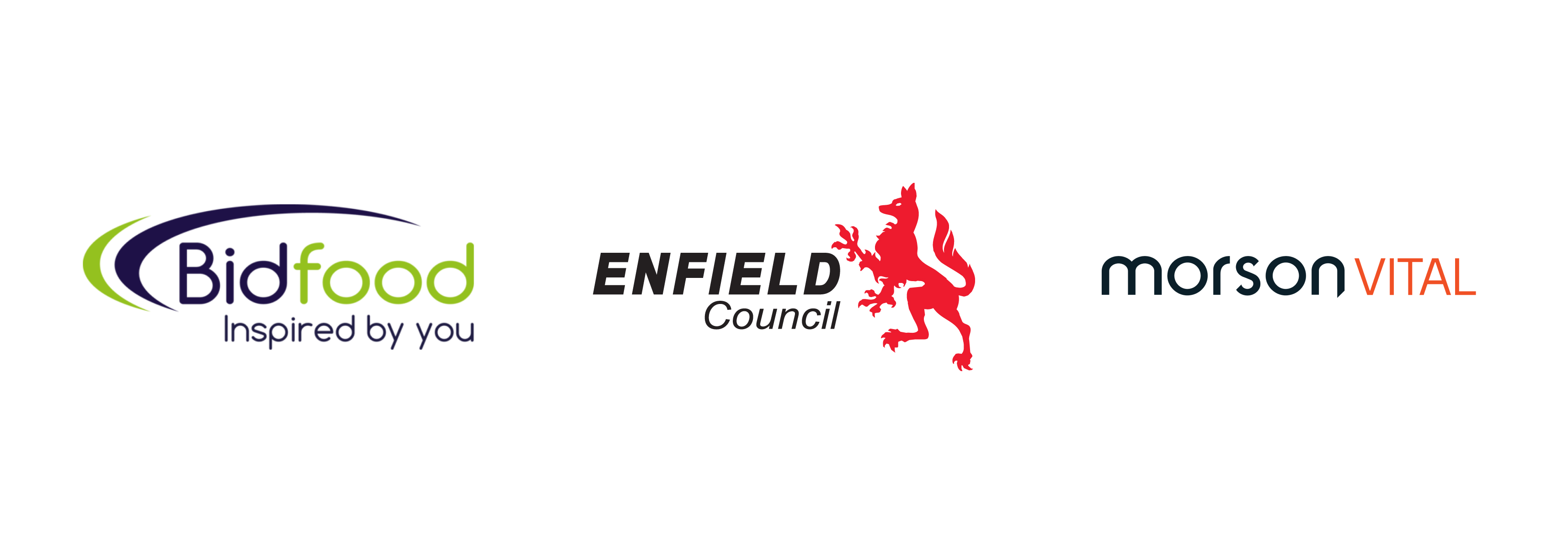 Bidfood, Enfield Council and Morson Vital logos